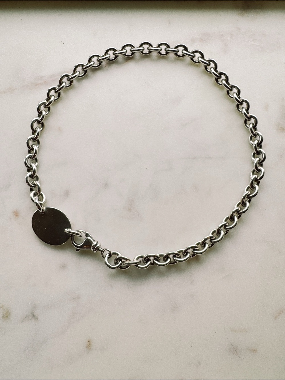 Tiffany & Co. Sterling Silver Oval Tag Choker Necklace Please Return to Tiffany - Picture 2 of 8